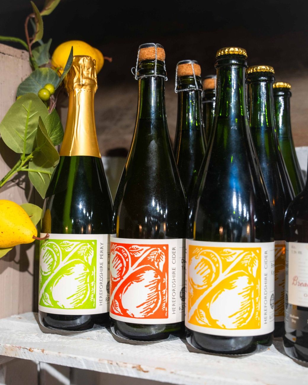 Herefordshire cider and perry, lino-cut labels and all.
